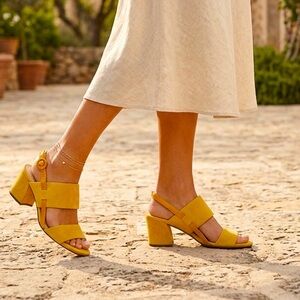 Hogl Suede Slingback Block Heel Sandals Two Tone Made in Germany Size 9